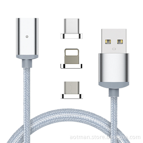 3 in 1 android magnet cable nylon magnetic cable micro usb for mobile phone
